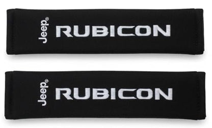 Jeep Rubicon Seat Belt Covers 2-Pack – Embroidered Logo Padded Shoulder Protectors 3" x 10" Black