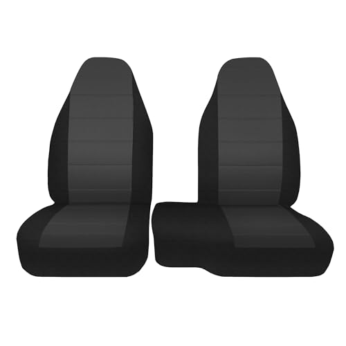 2Pcs 60/40 Cloth High Back Bench Seat Cover Fit for Ford Ranger XLT Front 1998 1999 2000 2001 2002 2003 Without Console Cover Black