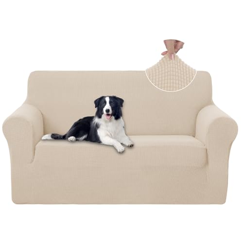 U-NICE HOME Loveseat Cover Stretch Couch Cover Sofa Cover Sofa Slipcover Furniture Protector for 2 Cushion Couch Sofa Pet Friendly(Loveseat, Beige) - color: Beige, size: Loveseat