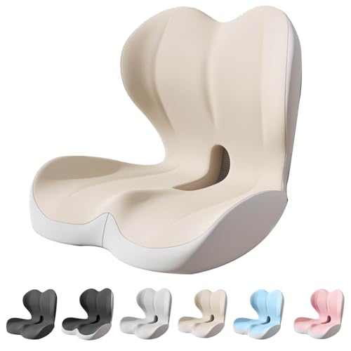 Back and Seat Cushion, Car Seat Cushion, Soothe+ Cushion, Memory Foam L-Shaped Integrated Seat Cushions Lumbar & Lower Back Support for Office Chair, Car (Beige-C) - color: Beige-c