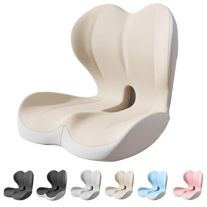 Back and Seat Cushion, Car Seat Cushion, Soothe+ Cushion, Memory Foam L-Shaped Integrated Seat Cushions Lumbar & Lower Back Support for Office Chair, Car (Beige-C) - color: Beige-c