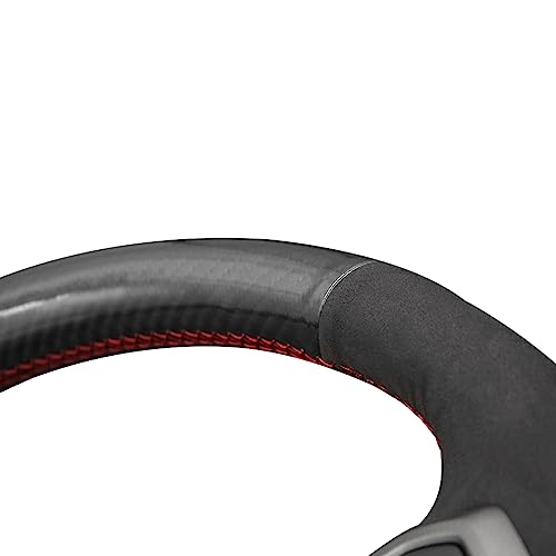 MEWANT Hand Stitch Black Suede Shiny PU Carbon Fiber Steering Wheel Cover for Dodge Ram 1500 Laramie Big Horn 2019-2021 - color: Black Suede&Shiny PU Carbon Fiber