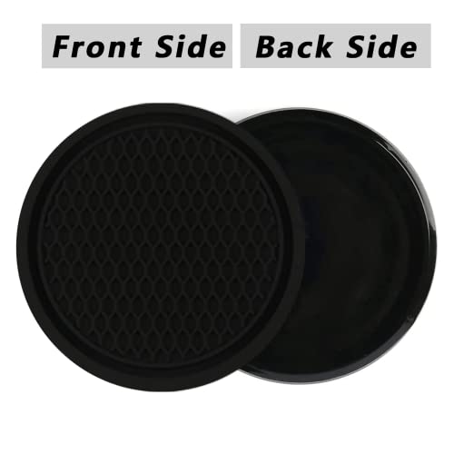 ZSDY Car Cup Coaster, 4PCS Universal Auto Non-Slip Cup Holder Embedded in Ornaments Silicone Coaster, Car Interior Accessories Sets, Black - color: Black