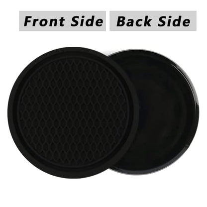 ZSDY Car Cup Coaster, 4PCS Universal Auto Non-Slip Cup Holder Embedded in Ornaments Silicone Coaster, Car Interior Accessories Sets, Black - color: Black