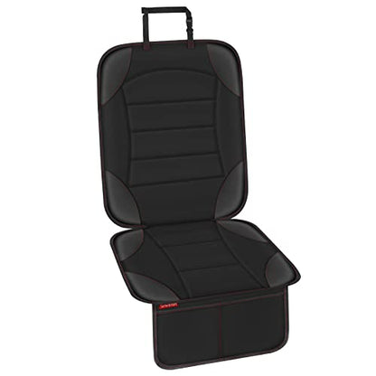Sinvitron Car Seat Protector for Child Car Seat - Waterproof Non-Slip Leather Mat with 2 Mesh Pockets, Universal Seat Cover for Baby, Pets & Vehicles (1-Pack, Black) - color: 1 Pack Back