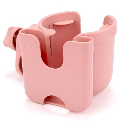 Accmor Stroller Cup Holder with Phone Holder, Bike Cup Holder, Universal Cup Holder for Uppababy Nuna Doona Strollers, 2-in-1 Cup Holder for Walker, Wheelchair, Scooter - color: Baby Pink