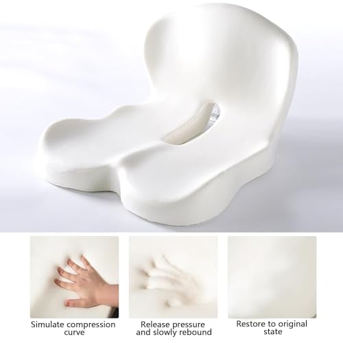 Seat Cushion Memory Foam with Ergonomic L-Shaped Extra Wide Support for Lower Back Relief, Comfort Cushion for Office Chair, Car Seat & Gaming Seat, Helps Sciatica Pain, Posture Improvement (Gray)