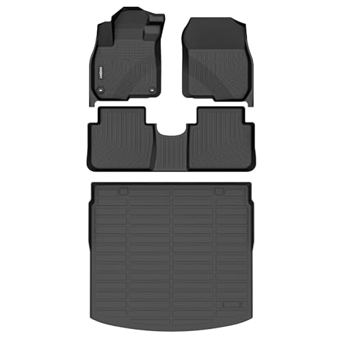 GINOWY-Floor Mats & Cargo Liner for Honda CRV 2017-2022 TPE All Weather CR-V Car Mats (Deck in Upper Position) Non-Slip Trunk Mat Floor Liners Waterproof Custom Fit Accessories Mats Black - style: 15) for Honda CRV 2017-2022 Full Set