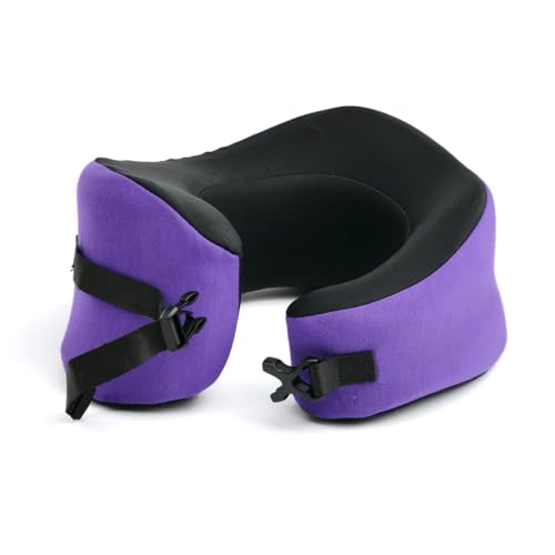 C CUSHION LAB Travel Pillow, Award-Winning Patented Ergonomic Design for Chin & Neck Support Memory Foam Neck Pillow, Compact Airplane Pillow for Traveling, Flight, Car (Royal Purple, Large) - color: Royal Purple, size: Large