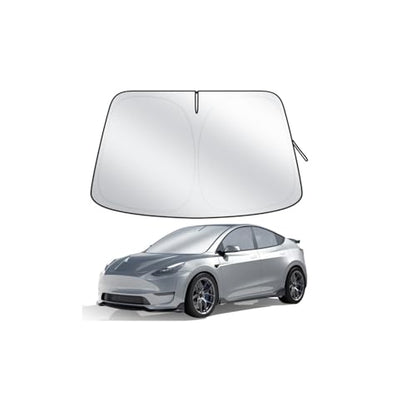 Car Windshield Sun Shade, 300T Thickened Car Window Shades Heat Reflective Interior Cool, Universal Fit for Most Cars SUVs Trucks, Foldable & Portable Design (for Tesla Model 3/Y (57'' × 37'')) - size: Fit for Tesla Model 3/Y (57'' × 37'')