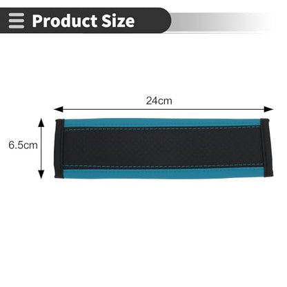 Black Blue Seat Belt Cover Pad Faux Leather 24cm Seatbelt Strap Cushion Shoulder Padding 2 Pcs - color: Black,Blue