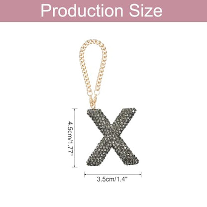 MECCANIXITY Bling Car Letter Charm, Initial X Letter Interior Car Rear View Mirror Decoration Hanging Crystal Ornaments for Women Bags Water Cup DIY Craft, Gray - style: X Letter