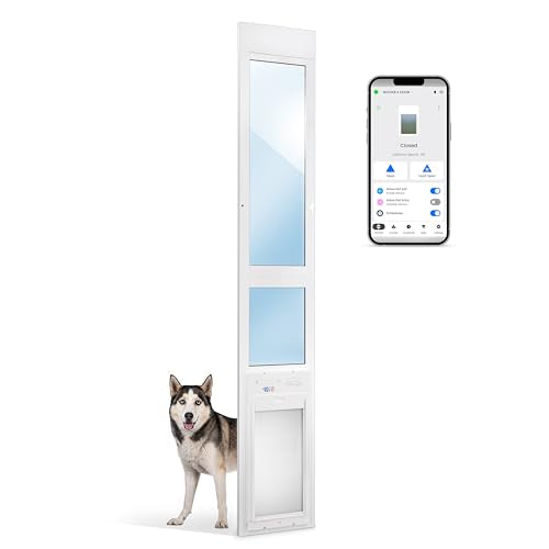 Power Pet Roll Up Smart Automatic Patio Pet Door, Proven Pet Operated Technology, Heavy Aluminum, Dual Low-E Glass, Safe, Secure, Airtight, Manual/App Control, 24/7 Timers - color: Patio Tall - 92½-96, size: Large