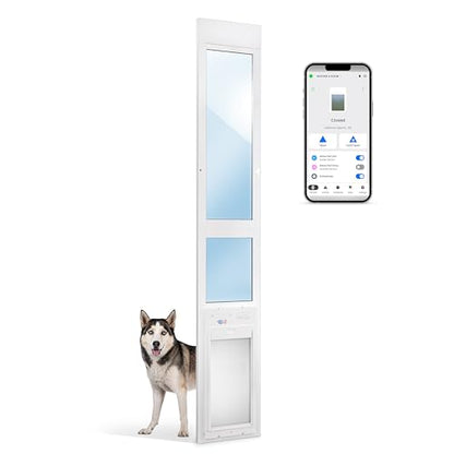 Power Pet Roll Up Smart Automatic Patio Pet Door, Proven Pet Operated Technology, Heavy Aluminum, Dual Low-E Glass, Safe, Secure, Airtight, Manual/App Control, 24/7 Timers - color: Patio Tall - 92½-96, size: Large
