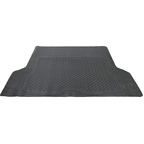 Waterproof Trunk Mat All Weather Cargo Liner 52" x 43" Universal Trimmable Tray Non Slip Interior Snow Rain Dust Rust Protection Heavy-Duty Black Rubber Rear Floor Carpet Cover Kids Dogs Pat Friendly