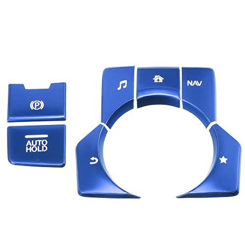 Car Center Console Gear Panel Multi-Media Handbrake Switch Cover Trim for Mazda CX-5 2017-2020 Blue (Set of 7) - color: Blue