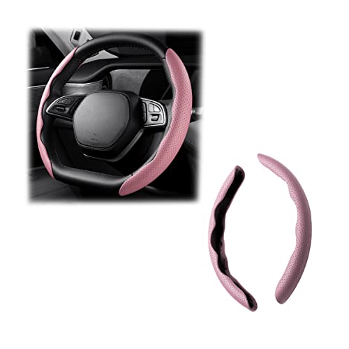 LoyaForba Car Steering Wheel Cover, Universal 15 Inch Leather Segmented Auto Steering Wheel Protector, Anti-Slip and Soft Breathable, Car Interior Accessories for Most Vehicle, SUV, Truck (Pink) - color: Pink