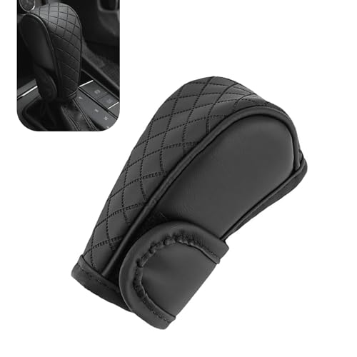 Car Gear Shift Knob Cover, Anti-Slip Breathable Leather Gear Shift Cover, Universal Shifter Lever Protector for Cars, Trucks, SUVs, Automotive Decorative Accessories (Black) - color: Black