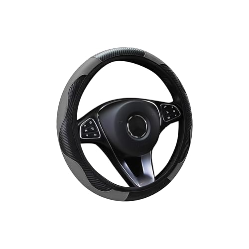Car Steering Wheel Cover, 15 inch Carbon Fiber Microfiber PU Leather Elastic Steering Wheel Protector for Men Women, Universal Durable Car Decorative Fit for Most Cars, Trucks, SVU(Grey) - color: Grey