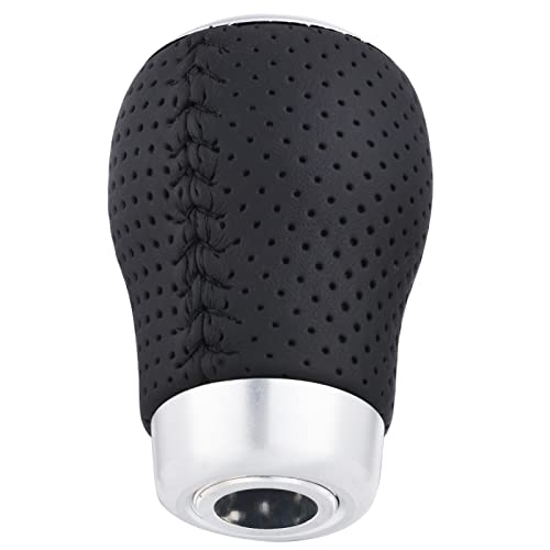 5 Speed Manual Gear Shifter Stick Handle Black Stitched Leather Shift Lever Knob Replacement Fit Most Trucks Cars