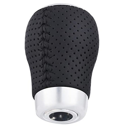 5 Speed Manual Gear Shifter Stick Handle Black Stitched Leather Shift Lever Knob Replacement Fit Most Trucks Cars