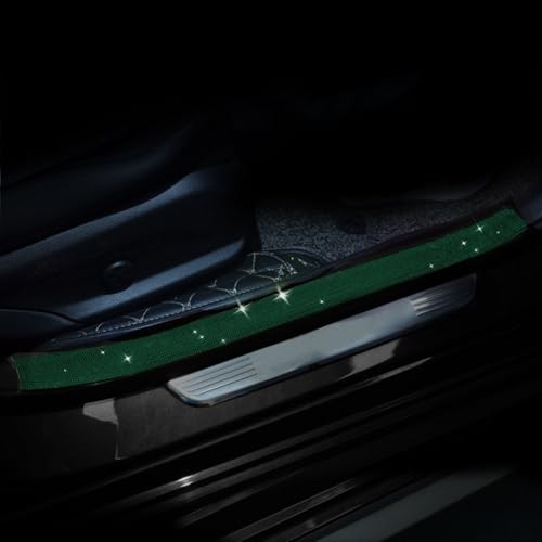 Car Door Sill Protector with Bling Rhinestones 2PCS Edge Guard Scuff Cover Anti-Scratch Strip Sticker Bumper Protector for Truck Car 1.96"x 23.62" (Green) - color: Green, size: 1.96"x 23.62"