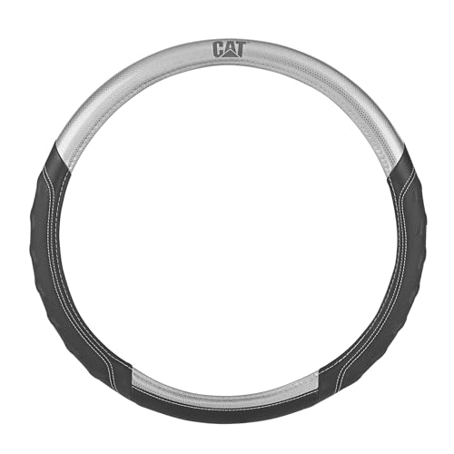 Cat® BigGrip Faux Gray/Black Leather Semi Truck Steering Wheel Cover, Fits RV and Big Rig Trucker, Steering Wheel Cover for Trucks 18 Wheeler - X-Large 17.5" - 18" Inches - color: Black/Gray BigGrip, size: XL Big Rig (17.5-18")