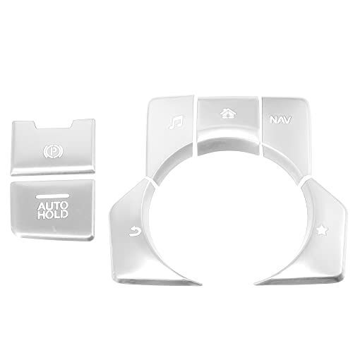 Car Center Console Gear Panel Multi-Media Handbrake Switch Cover Trim for Mazda CX-5 2017-2020 Silver Tone (Set of 7) - color: Silver Tone