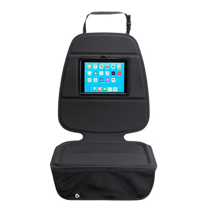 Munchkin Car Seat Cover with Tablet Holder for Under Baby Car Seats and Toddler Booster Seats, Elite Seat Guardian Protector, Rear and Forward Facing, Dark Grey - style: Seat Protector with Tablet Holder