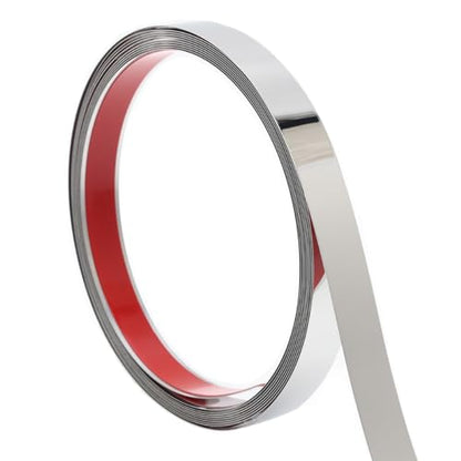 Silver Metalized Mirror-Like Finish Molding Trim, Peel and Stick Strip for Mirror Frame, Wall, Fireplace and Home DIY Decoration (16.4 ft x 0.4 inch) - size: 5m x 1cm