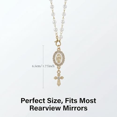 Steering Wheel Rosary Charm Accessory, Cross Steering Wheel Charm, Cross for Car, Car Rosary for Rearview Mirror, Auto Rear View Mirror Protection Charms Decor, Religious Catholic Gift