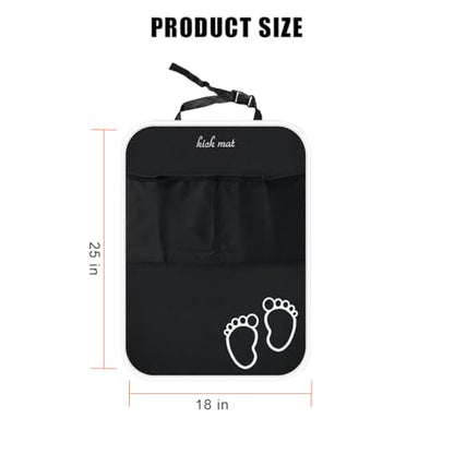 Car Kick Mats Backseat Organizer, 2PCS 2 in 1 Anti Kick Waterproof Back Seat Protector with 2 Storage Pockets, Large Capacity Auto Seat Accecories for Pets Kids, Universal Fit