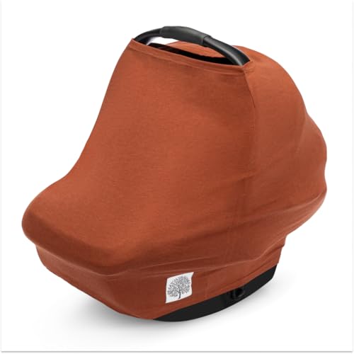 Parker Baby 4 in 1 Car Seat Cover for Girls and Boys - Stretchy Carseat Canopy, Nursing Cover, Grocery Cart Cover, High Chair Cover - “Clay” - color: Clay