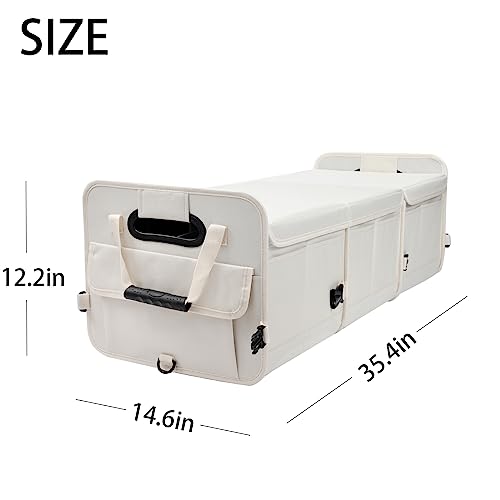 AOKJOY Car Trunk Organizer with Lid Storage Collapsible Multi Compartment Adjustable Straps for SUV, Truck, Sedan(Beige) XL - color: Beige