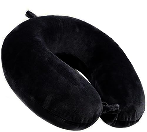 GDEOUP Travel Pillow - Memory Foam Neck Pillow Support Pillow,Luxury Compact & Lightweight Quick Pack for Camping,Sleeping Rest Cushion (Black) - color: Black