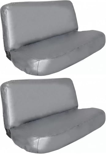 2PCS Universal Full Size Bench Truck Seat Cover Gray Fits for Dodge, Ford, Chevy(PU Leather - color: 2Pcs Gray