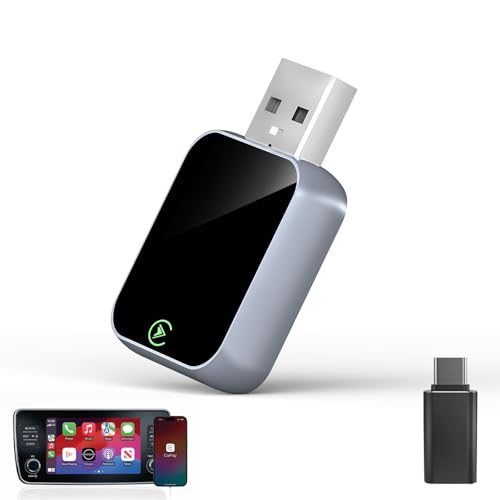 Wireless CarPlay Adapter for iPhone - No Audio Lag, Auto-Connect - Convert Factory Wired to Wireless CarPlay - Bluetooth 5.3 & 5GHz Wi-Fi - Plug & Play (Includes USB A/C)