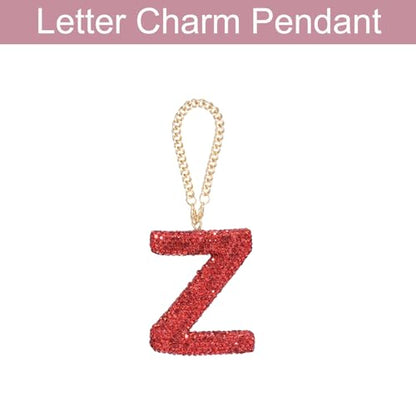 MECCANIXITY Bling Car Letter Charm, Initial Z Letter Interior Car Rear View Mirror Decoration Hanging Crystal Ornaments for Women Bags Water Cup DIY Craft, Red - style: Letter Z