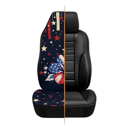 250th Anniversary Car Front Seat Cover Set of 2, Hibiscus Printed Waterproof Front Car Seat Cover Airbag Compatible, All Weather Protector, Universal Fits Auto Interior Accessories - color: Blue and Red - 250th Anniversary Hibiscus