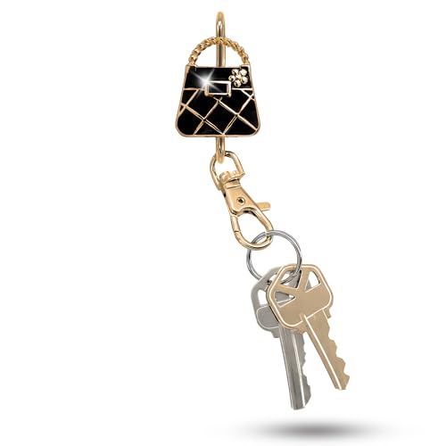Women’s Bag Charm Key Finder, Car Keychain Hook, Cute Purse Organizer & Tote Bag Accessories, Gifts for Mom - Original - color: Black & Gold Purse
