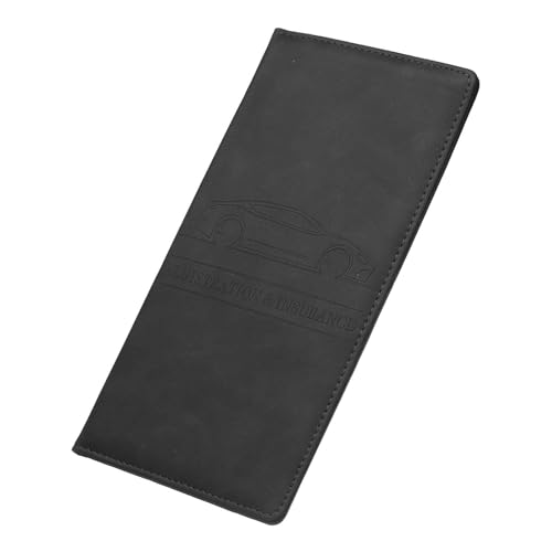HARFINGTON Car Registration and Insurance Holder 9.65" x 4.92" PU Leather Vehicle Glove Box Organizer Storage Accessories Men Women Car ID Holder for License ID Card Bank Card, Black - color: Black