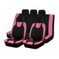 Car Seat Covers Full Set, Polyester Vehicle Front ＆ Rear Bench Seat Protectors with 5 Headrest Covers, Automotive Interior Chair Protection Accessories, Universal Fit (Pink) - color: Pink