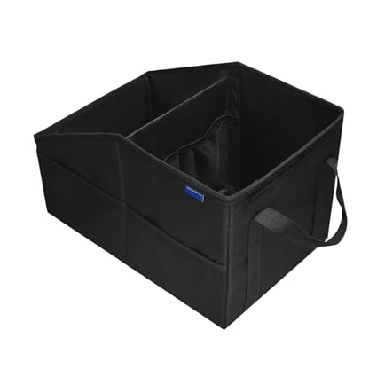 Car Seat Organizer - Passenger Seat Organizer, Collapsible Small Car Seat Storage Organizer with Lid（Black）