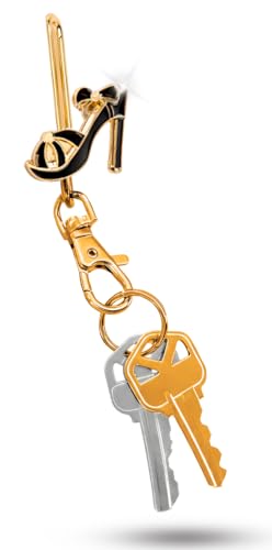 Women’s Bag Charm Key Finder, Car Keychain Hook, Cute Purse Organizer & Tote Bag Accessories, Gifts for Mom - Original - color: Gold & Black Shoe