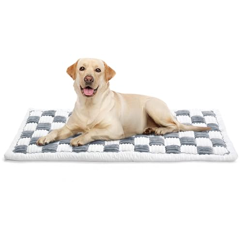 Dog Car Seat Cover for Back Seat, Plaid Backseat Pet Bed Mat, Non-Slip Travel Dog Bed for Backseat Extenders, 24.8" x 54", Grey and White - color: Grey and White