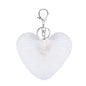 Cute Faux Rabbit Fur Ball Pom Pom Keychain Car Key Ring Handbag Tote Bag Pendant Purse Charm - color: Heart-white