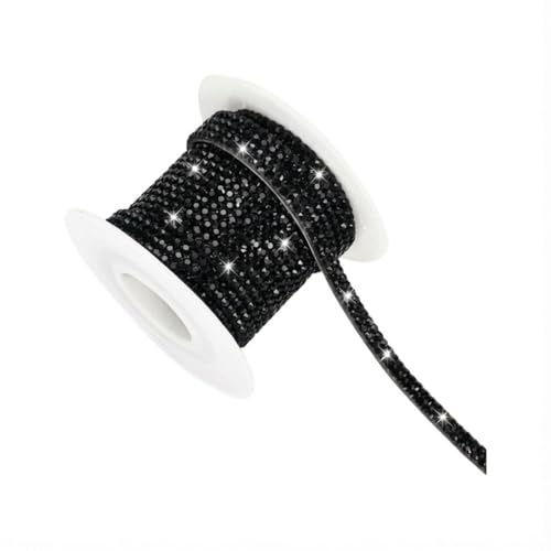 16.4 Ft Bling Car Self Adhesive Strip, Heat Resistant Crystal Rhinestone DIY Trim Weatherproof Molding Sticker, No Residue Vehicle Interior Exterior Decoration Accessories for Women (Black)