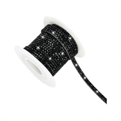16.4 Ft Bling Car Self Adhesive Strip, Heat Resistant Crystal Rhinestone DIY Trim Weatherproof Molding Sticker, No Residue Vehicle Interior Exterior Decoration Accessories for Women (Black)