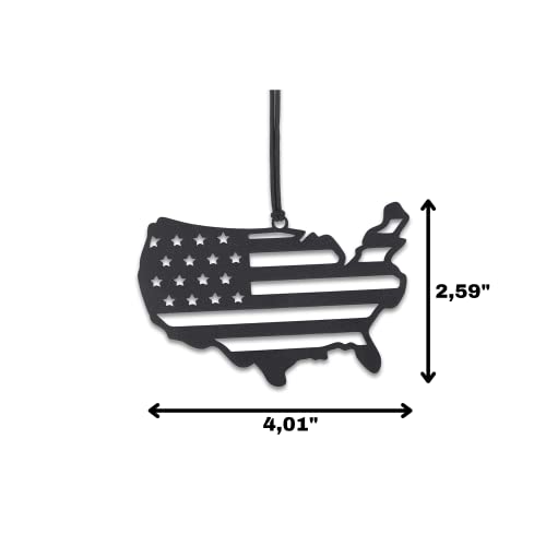Monssa Eagle Metal Rear View Mirror Accessorie - Black, American Flag Sign Siluette, Lightweight, Powder Coated, Unisex, Indoor, 1 Count - style: American Flag Sign Siluette