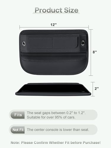Universal Fit Premium Leather Car Seat Gap Filler Organizer, Center Console Organizer with Card Slots, Clever Gifts for Car SUV Truck Owners (Black, 2 Pack) - color: 02 Black, 2 Pack